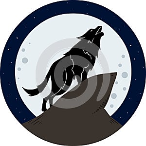 Wolf Howling To The Moon At Night
