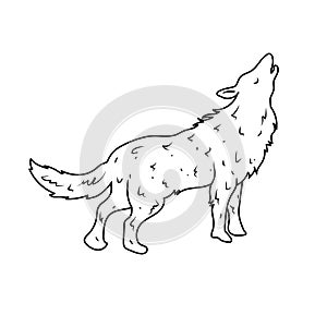 Wolf howling vector illustration black outline