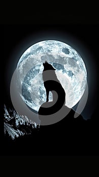 A wolf howls at the moon. At night, when the moon is full, the wolf sings his song.