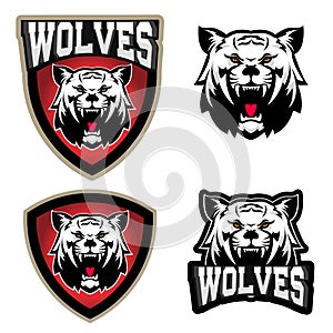 Wolf illustration. Angry Wolves, sport club or team emblem