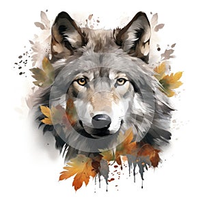 Wolf Illustration, Young grey wolf