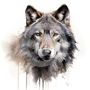 Wolf Illustration, Young grey wolf