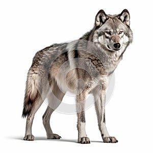 wolf isolated on white background full body image generative AI
