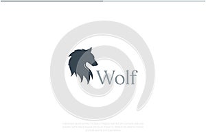 Wolf Logo Design. Vector Logo Template. A classic outline of a wolf head symbol with a luxurious fur as a trendy logomark. EPS10