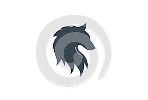 Wolf Logo Symbol Design. Vector Logo Template. A classic outline of a wolf head emblem with a luxurious fur as a trendy logomark.