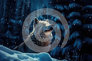 a wolf looking up at the moon ai created