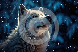 a wolf looking up at the moon ai created