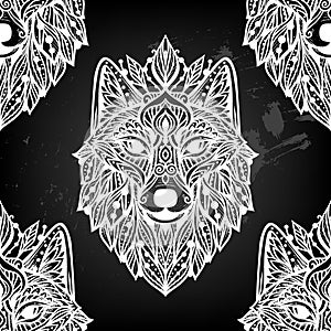 Wolf mandala. Vector illustration. Spiritual Animal