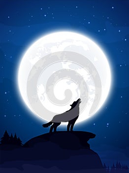 Wolf and Moon