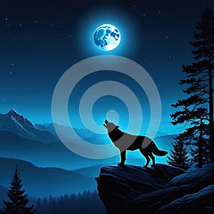 wolf moon howling predator wilderness darkness midnight