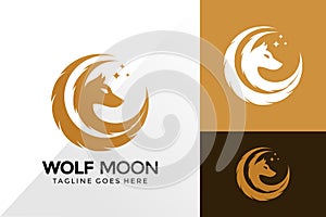 Wolf Moon Logo Design, Brand Identity Logos Designs Vector Illustration Template