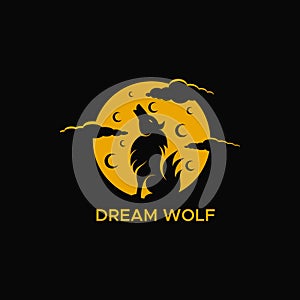 Wolf moon logo vector illustration