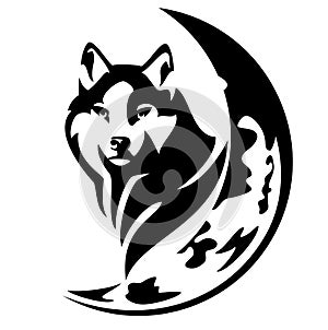 Wolf and moon vector design