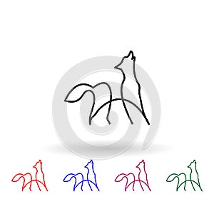 Wolf one line multi color icon. Simple thin line, outline vector of animals one line icons for ui and ux, website or mobile