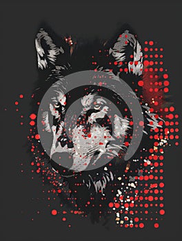 Wolf Portrait with Red Dots