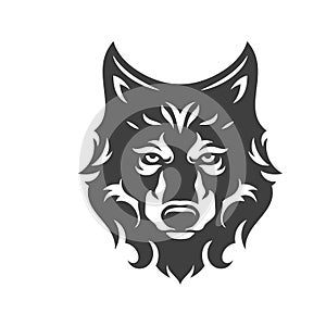 Wolf power wild canine animal muzzle nature hunting camping expedition vintage icon design vector