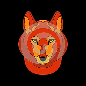 wolf red face head vector illustration flat