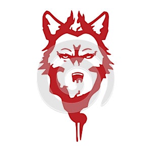 Wolf redhead emblem isolated vector illustration. Danger symbol. Concept art