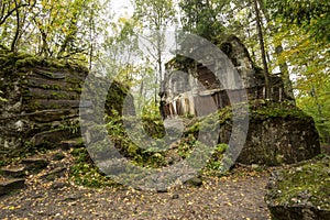 Wolf`s Lair, Adolf Hitler`s Bunker, Poland. First Eastern Front military headquarters, World War II. Complex blown up, abandoned