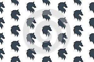 Wolf Seamless Pattern Design. Vector Pattern Template. Repeating geometric pattern illustration of a classic wolf head symbol with