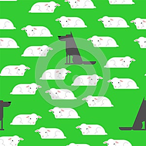 Wolf and sheep pattern seamless. vector background
