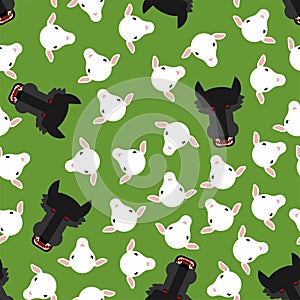 Wolf and sheep pattern seamless. vector background