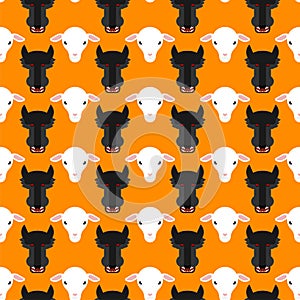 Wolf and sheep pattern seamless. vector background