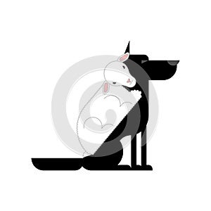 Wolf in sheep`s clothing isolated. vector illustration