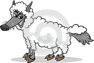 Wolf in sheeps clothing cartoon photo