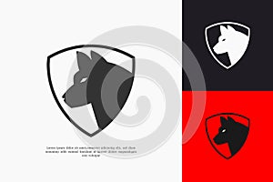 wolf shield logo design template