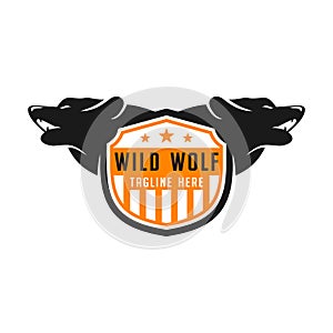 Wolf shield logo design template