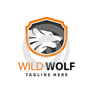 Wolf shield logo design template