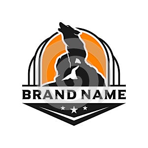 Wolf shield logo design template