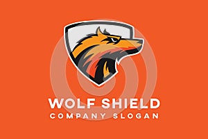 Wolf shield Logo template