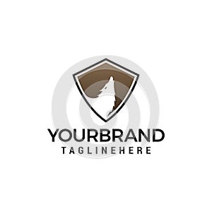 Wolf shield logo. wolf security shield logo design concept template