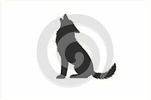 wolf silhouette howling, black wolf, isolated on white, very simple logo without shades, vector simple style