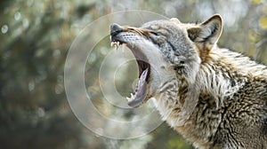 Wolf Snarling Aggressively