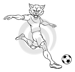 Wolf Soccer Football Player Animal Sports Mascot