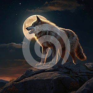 a wolf is standing on a rock with the moon behind Lunar Ascendancy Aries\' Feral Fire - The Bold Sag