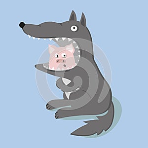 Wolf swallowed Little pig.
