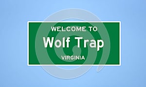 Wolf Trap, Virginia city limit sign. Town sign from the USA.