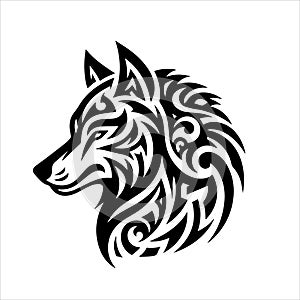 wolf tribal tattoo logo icon design illustration