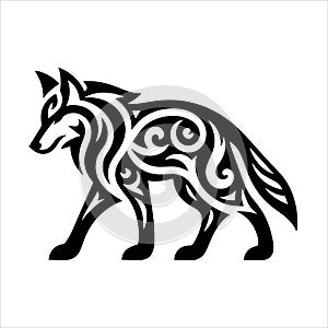 wolf tribal tattoo logo icon design illustration