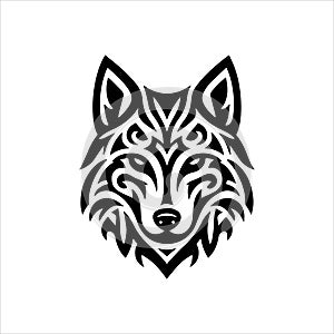 wolf tribal tattoo logo icon design illustration