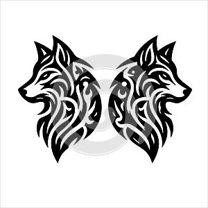 wolf tribal tattoo logo icon design illustration