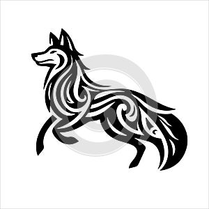 wolf tribal tattoo logo icon design illustration