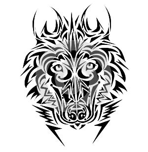 Wolf tribal tattoo style