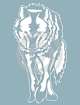 Wolf vector illustration. Paper wolf sticker. Laser cut. Template for laser cutting and Plotter. Vector illustration. Sticker.
