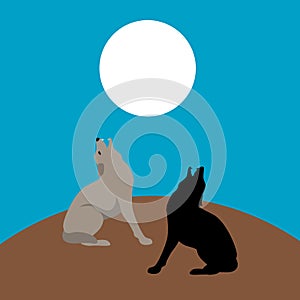 Wolf vector illustration style Flat silhouette