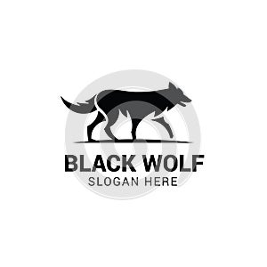 Wolf walking logo template